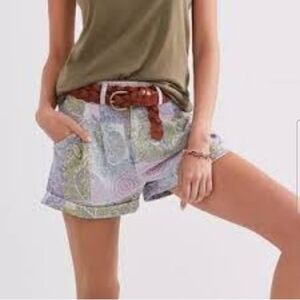 Anthropologie Pilcro Paisley High Waisted Pleated Shorts - Size 26